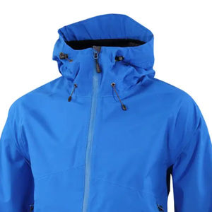 Veste bleue légère et imperméable toutes saisons pour hommes, col montant, capuche coupe-vent, fermeture à glissière tissée enduite-Équipement d'extérieur Direct - Product Image 2
