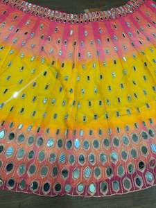 Lehenga Choli-Vêtements de Travail Brodés en Vrai Miroir Lourd pour Femme, Toile Patta en Dentelle, Élégant - Product Image 6