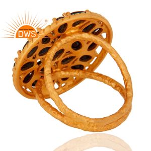 Última tendencia 925 plata esterlina 18K chapado en oro zafiro azul natural anillo de banda dividida Demi fabricante de joyería fina - Product Image 4