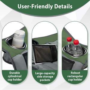 Silla de Camping plegable portátil de gran tamaño de alta resistencia, portavasos de bolsillo lateral, bolsa de transporte para adultos, pesca, viaje deportivo, capacidad de 400 libras - Product Image 5