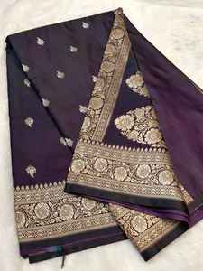 Magnifique sari traditionnel en soie Mashru de Banarasi, tissu doux et lisse, couleurs vibrantes, parfait pour les tenues de fête. - Product Image 5