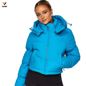 Chaqueta acolchada de moda de Invierno para mujer personalizada Diseño de hojaldre de burbuja con relleno de algodón Tallas grandes Abrigos y chaleco para mujer - Product Image 3