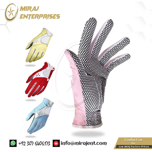 Jaune rouge bleu rose PU cuir tissu anti-dérapant conception en peau de mouton sport professionnel flambant neuf gants de Golf femmes dame filles - Product Image 4