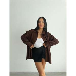 Camisa Casual Tejida Marrón OTTOMAN con Elemento de Moda Sencillo - Product Image 2