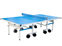 Table de ping-pong pliable en aluminium et acier bleu haute résistance, résistante à l'usure, avec deux roues, pour bureau et divertissement intérieur