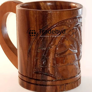 Wooden mug wide designed for green living with vintage vibes and warm earthy tones perfect by Tradebyd - Product Image 1