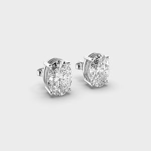 Pendientes de Diamante Cultivado en Laboratorio con Corte Ovalado y Engaste de Bisel para Mujer, Certificados por IGI, Plata de Ley 925 Sólida - Regalo para Aniversario o Fiesta - Product Image 3