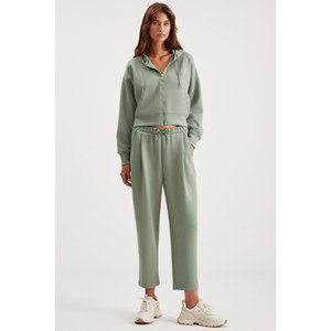 GRIMELANGE Jill <b>Women's</b> Relaxed Fit Comfortable Fit Hooded <b>Zipped</b> Premium Fabric Knit Crop <b>Sweatshirt</b> - Product Image 1