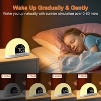 Jam Alarm Huayang 135W Sunrise Wake up Alarm Clock dengan Lampu Malam yang Dapat Diredupkan, Dua Alarm, Fungsi Snooze, dan Daya USB untuk Meja Samping Tempat Tidur