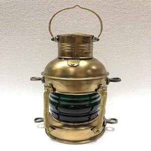 Lampe électrique Vintage en laiton rouge et vert, lanterne de bateau, lumière de fête décorative - Product Image 1