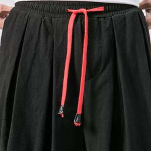 กางเกงผู้ชายทรงหลวมมีเชือกผูกผ้าแคนวาสแบบพรีเมี่ยมกางเกงทรงหลวมออกแบบโลโก้ได้ตามต้องการ - Product Image 2
