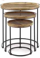 Table basse moderne à 3 pièces avec plateau en bois et pieds en métal, personnalisable pour la maison, l'hôtel, le restaurant, le salon, table d'appoint