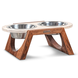 ชามสุนัขโครงไม้ใส่อาหารสุนัขชามสเตนเลสสำหรับแมวชามสุนัขแบบตั้งได้ - Product Image 1