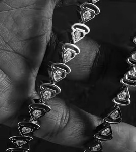 Cadena de eslabones cubanos de diamante de mossanita de forma redonda con cadenas cubanas de Hip Hop de plata para hombres cadenas de marca de la India - Product Image 2