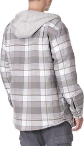 Quilted Plaid Coat Button Down Plaid Button up Winter <b>Jackets</b> Long Sleeve <b>Sherpa</b> Fleece Lined Hooded Flannel Shirt <b>Jacket</b> <b>Men</b> - Product Image 3