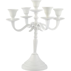 Portavelas de metal de color blanco de diseño premium con 5 pozos de metal en la parte superior para tamaños de 49,5 cm a precios baratos - Product Image 6