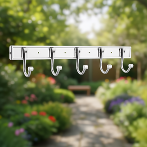 Alco <b>Wall</b> Mounted Coat Rack 5 <b>Hooks</b> Chrome-Plated 40.5x3.8x6cm - Product Image 3
