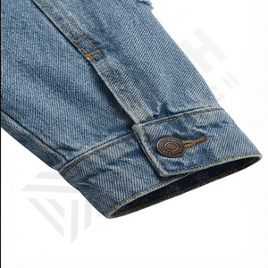 Denim Jacket For <b>Men</b> Slim Fit Ripped <b>Biker</b> Style Vintage Blue Custom Long Sleeve Classic <b>Jeans</b> Outerwear <b>Jean</b> Jacket <b>Men</b> - Product Image 6