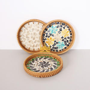 Plateau de service en rotin pour cuisine et restaurant avec finition en os, plats délicieux et desserts, Offre Spéciale à salade et fruits 2025 - Product Image 6