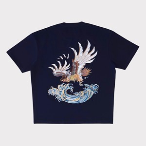 300 Gsm Heavyweight Men's Plus Size Jersey T-Shirt Custom Delux Quality Embroidery Gold Foil Print Washed Front - Product Image 3