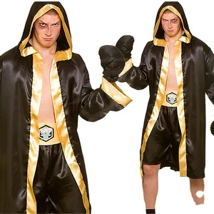 Jubah tinju dengan tudung untuk pria, gaun penata tinju Muay Thai MMA