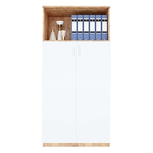 Armoire de rangement en métal minimaliste avec serrure 80x40x166cm Bois de caoutchouc THS68040 - Approuvé pour bureau/atelier - Product Image 2