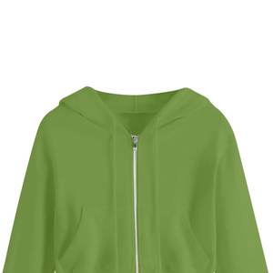 Otoño Streetwear alta calidad 100% algodón Mujer Sudadera con capucha diseño impreso personalizado frente transpirable invierno longitud corta - Product Image 2