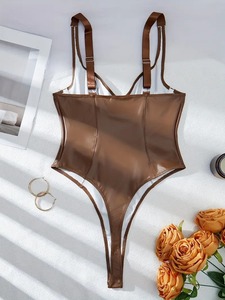 Combinaison sexy kaki en V profond pour femme-Taille basse, cintrage à la taille, conception avant ouverte pour vêtements extérieurs et intérieurs, costume de fête - Product Image 4