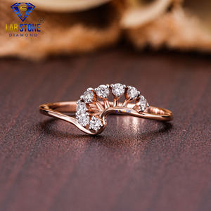 Lab-Stone Party Wear Bague en diamant 0.20 TDW Diamant taille ronde Or rose 18kt Couleur EF-VS - Product Image 1