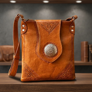 Women Genuine Leather Crossbody <b>Bag</b> Classic Style Embossed Pattern Zipper Closure Soft Handle Durable Design - Product Image 5