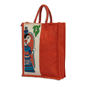 กระเป๋าโท้ทปอกระเจาทำจากอินเดียที่มีรูปแบบทึบออกแบบแบบดั้งเดิม - Product Image 4