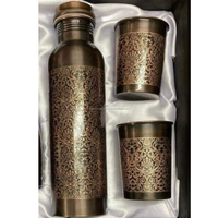 Bouteille d'eau en cuivre pur de qualité supérieure, forme de pot, avec couvercle sport, écologique, pour usage extérieur, cadeaux d'affaires, emballage personnalisé avec logo