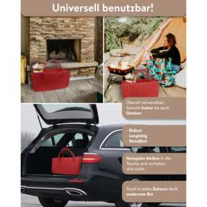 Sac de transport pour bois de chauffage en feutre rouge pour utilisation dans le salon - Product Image 4