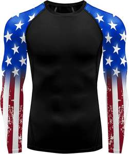 Rashguard de compression unisexe à manches longues, séchage rapide, en polyester/spandex, imprimé par transfert thermique du drapeau américain personnalisé - Product Image 5