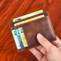 Dompet penyimpan kartu kulit asli kustom baru tempat kartu Wanita tempat kartu kulit asli