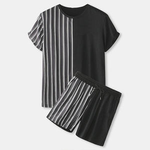 Haute qualité été hommes ensembles courts décontracté solide t-shirt et shorts pour hommes manches courtes ensembles de vêtements Service OEM - Product Image 1