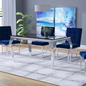 Western Style Luxury Extendable Round <b>Dining</b> <b>Table</b> with Tempered Glass Top Stainless Steel Frame for Home Room <b>Dining</b> <b>Table</b> - Product Image 4