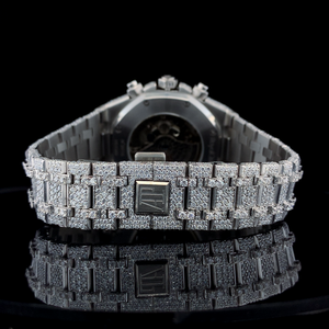 Reloj de Hombre de Moda, Estilo Deportivo, con Cristales de Cuarzo VVS, Acabado en Oro Blanco, con Correa de Acero Inoxidable - Product Image 4