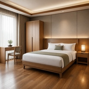 Ensemble de mobilier de chambre d'hôtel en bois, suite complète, style japonais moderne, pour chaînes hôtelières et appartements, vente en gros - Product Image 1