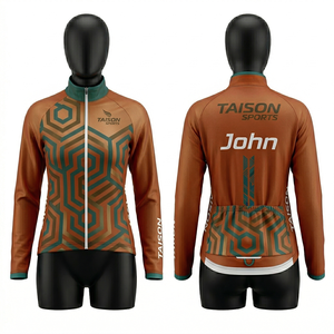 Women <b>Cycling</b> <b>Jacket</b> Premium Polyester Spandex Fabric Orange Green Geometric Panel Design Breathable CustomLogo <b>Jacket</b> for Women - Product Image 1