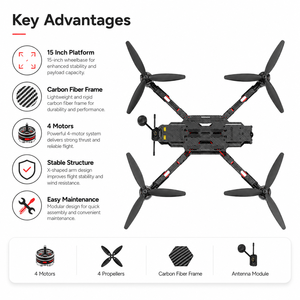 Dron FPV de 15 Pulgadas, Quadcopter con Marco de Fibra de Carbono, Motor sin Escobillas, Plataforma Aérea, OEM ODM - Product Image 4