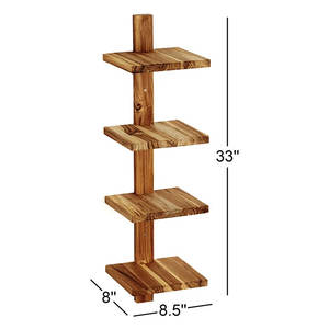 Estante de soporte de teca de 4 piezas con estantes de exhibición elegantes de madera recuperada - Product Image 2