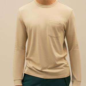 Camisa de manga larga de algodón orgánico térmico para hombre-Suave, aislante, ideal para capas de clima frío - Product Image 2