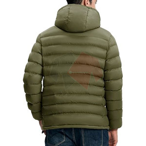 Chaqueta acolchada de invierno personalizada para hombre con cuello levantado, tela tejida de estilo informal, teñido liso y diseño de logotipo personalizado - Product Image 3