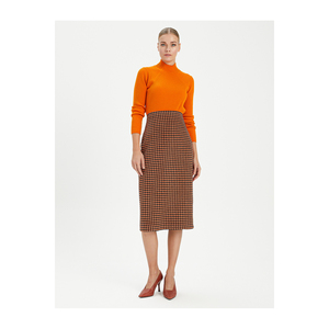 Falda de Mujer sin Forro, de Mezcla de Algodón y Lana, con Estampado, sin Bolsillos - Product Image 6