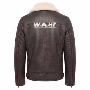 Veste en cuir véritable pour homme, style aviateur, en peau de mouton, avec logo embossé, couleur anthracite, vente en gros - Product Image 2