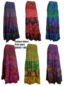 Falda plisada larga hasta el suelo con estampado Floral de cintura Natural transpirable de mezclilla Vintage india para mujer - Product Image 2