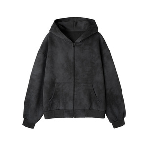 Sweat-shirts unisexes rétro vintage délavés à l'acide avec fermeture éclair, logo de marque personnalisé, sweat-shirt basique décontracté à fermeture éclair, sweat-shirt à capuche chaud - Product Image 3