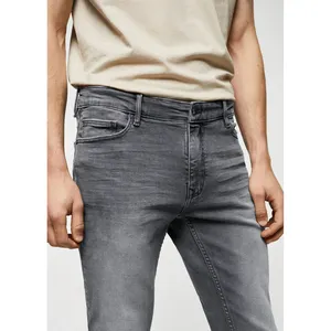 Оптовая продажа, Стрейчевые Узкие прямые брюки большого размера, повседневные зауженные мужские джинсы серого цвета