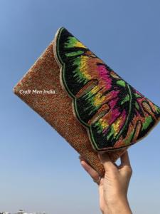 Floral Leaf Design Evening Clutch Bag Hand Beaded Summer Fashion Purse Pearl Colorful Floral Leaf Beaded Clutch for Wedding - Product Image 3